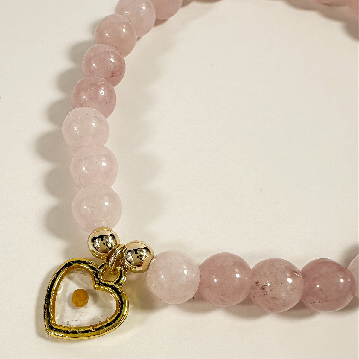 Pink Chalcedony and Mustard Seed Bracelet