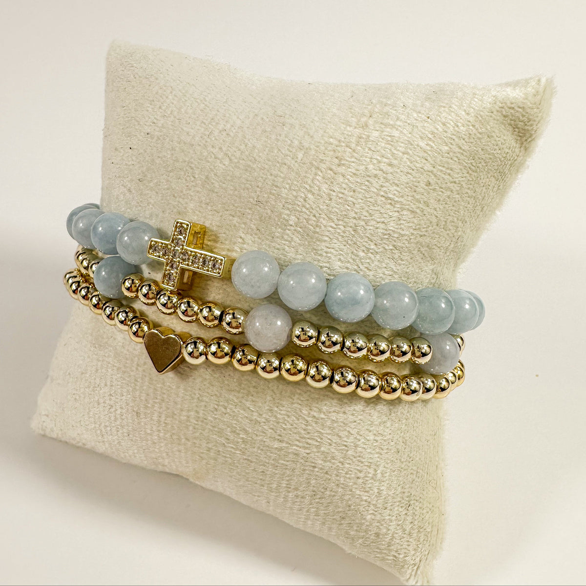 Blue Aquamarine and Gold Stack