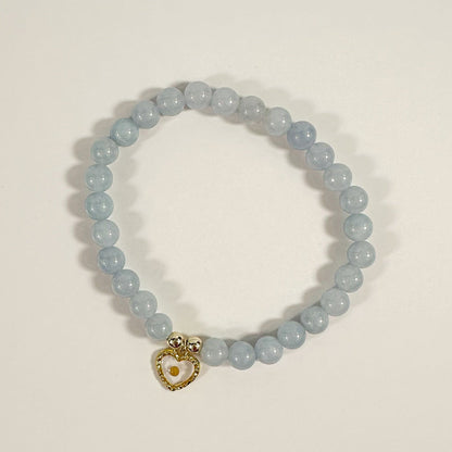 Blue Aquamarine and Mustard Seed Bracelet