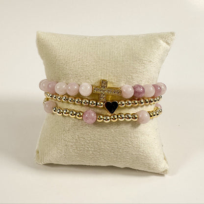 Pink Chalcedony and Gold Stack