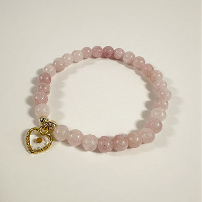 Pink Chalcedony and Mustard Seed Bracelet