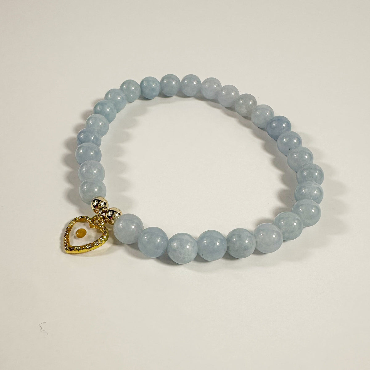 Blue Aquamarine and Mustard Seed Bracelet