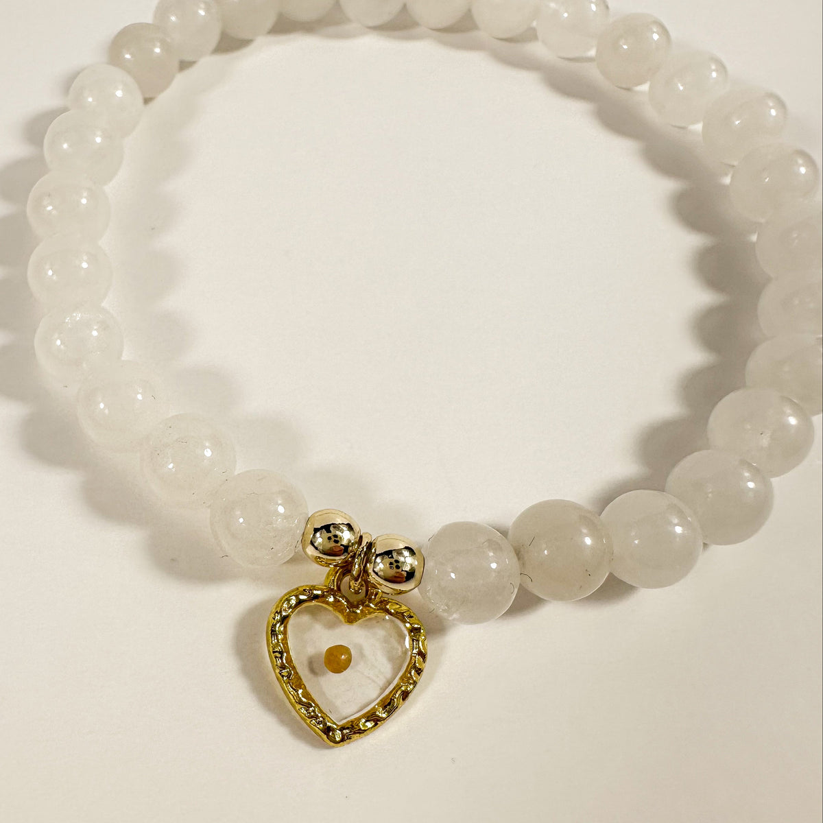 White Jade and Mustard Seed Bracelet