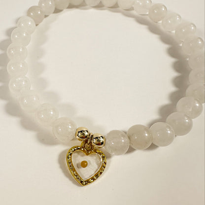 White Jade and Mustard Seed Bracelet