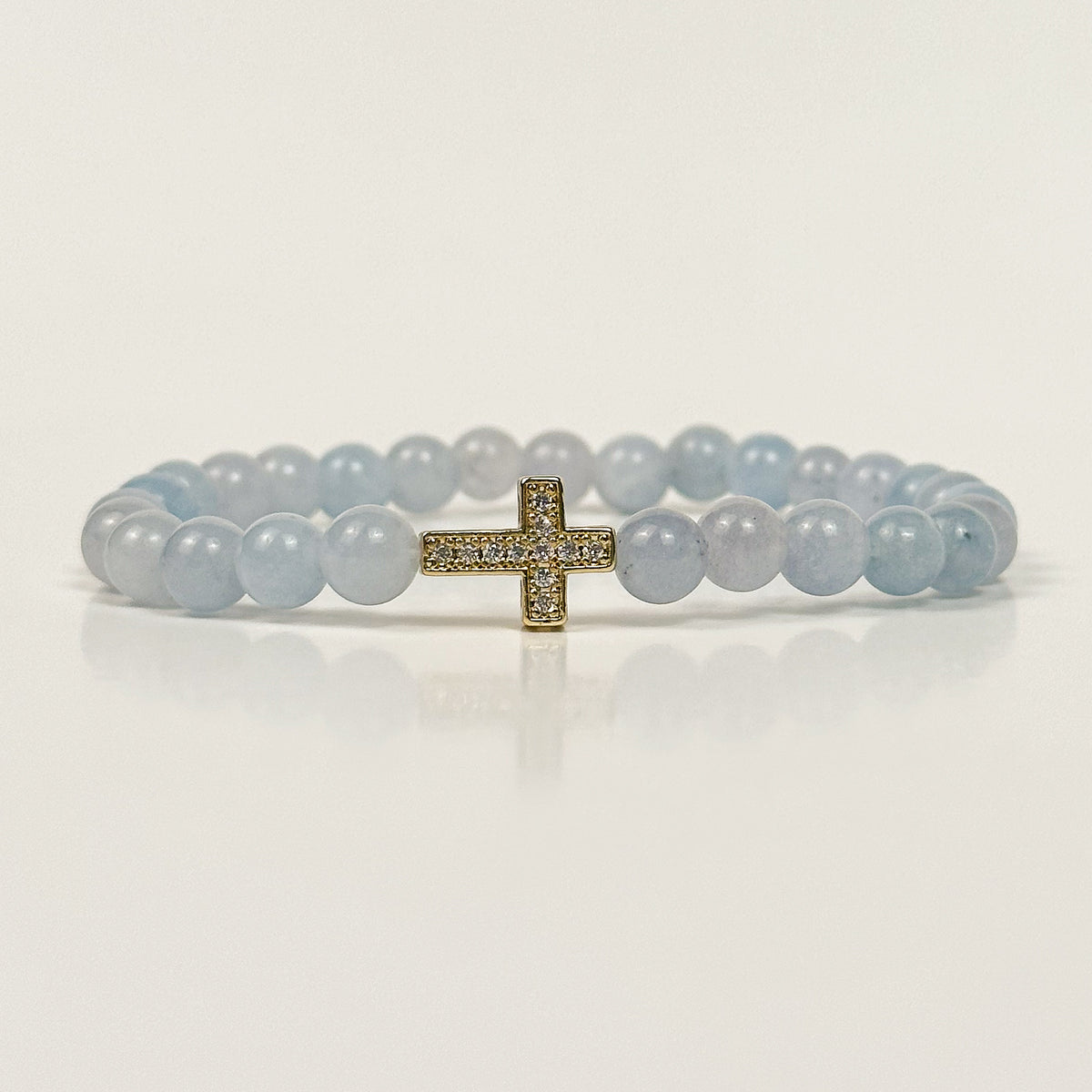 Aquamarine and Gold Cross Bracelet