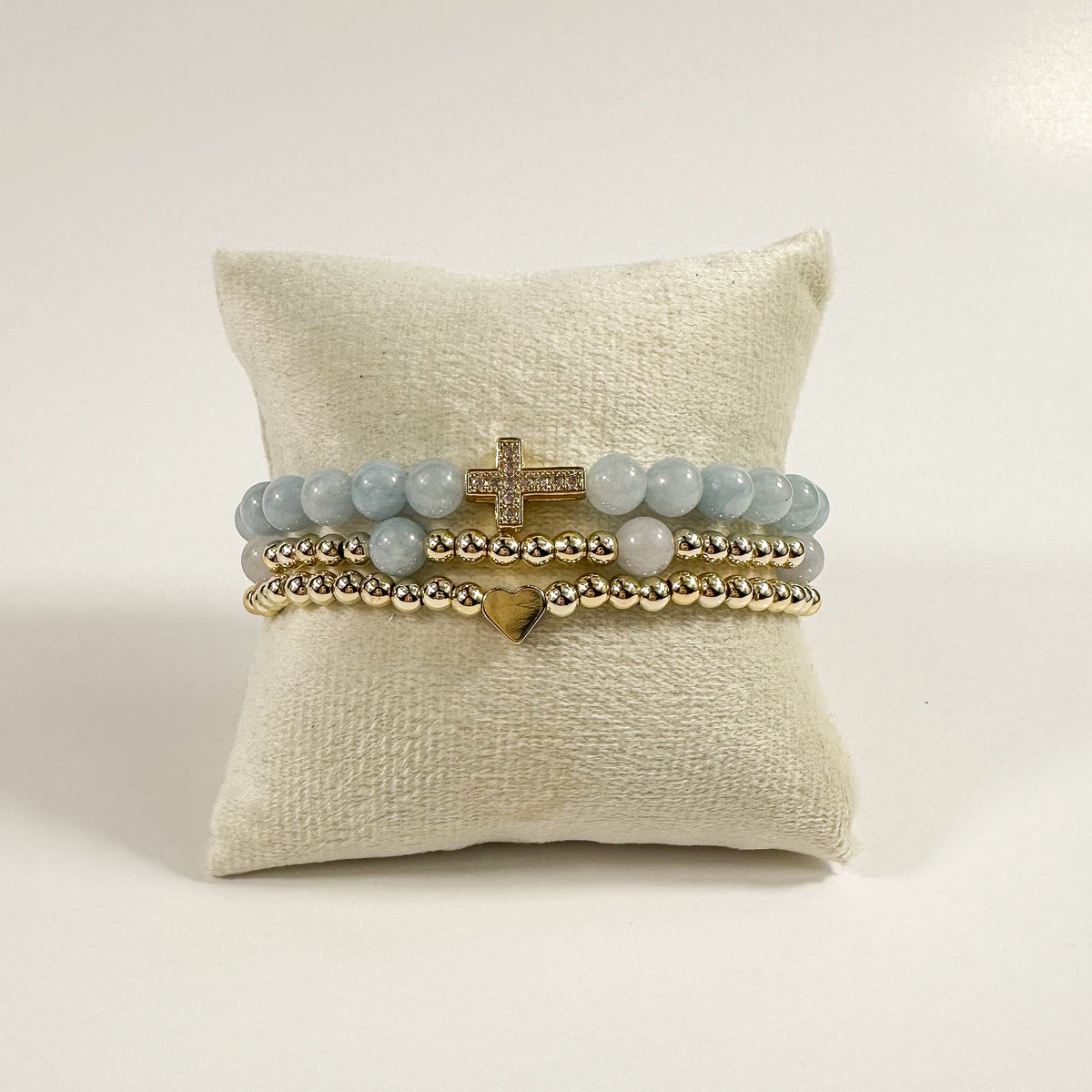 Blue Aquamarine and Gold Stack