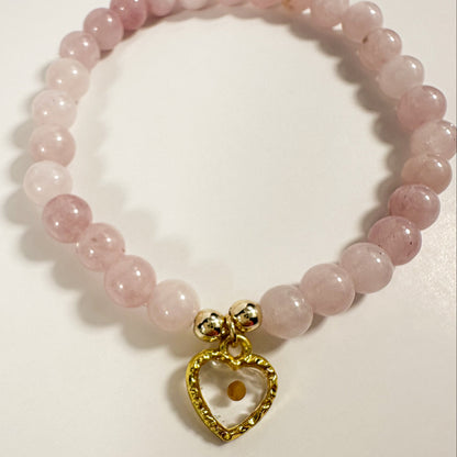 Pink Chalcedony and Mustard Seed Bracelet