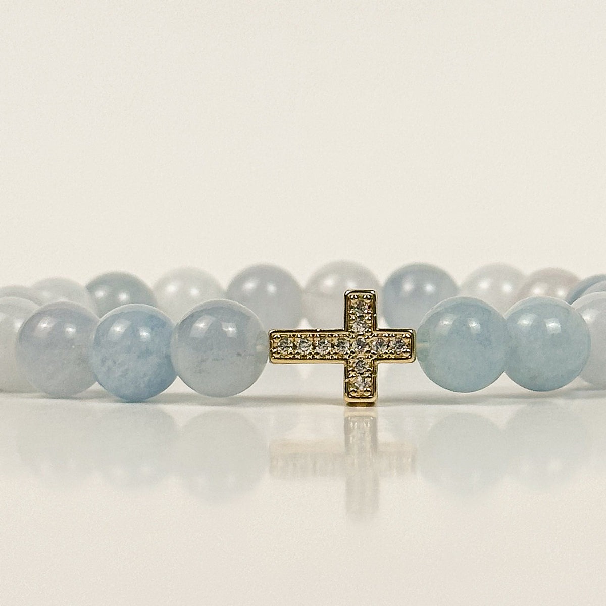 Aquamarine and Gold Cross Bracelet