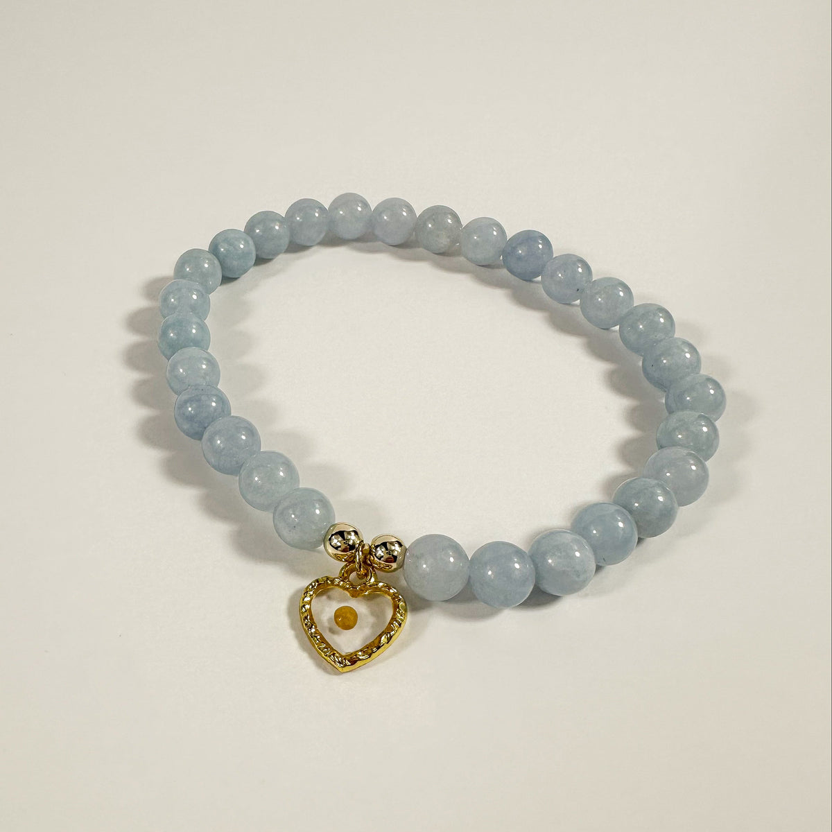 Blue Aquamarine and Mustard Seed Bracelet