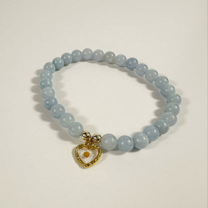 Blue Aquamarine and Mustard Seed Bracelet