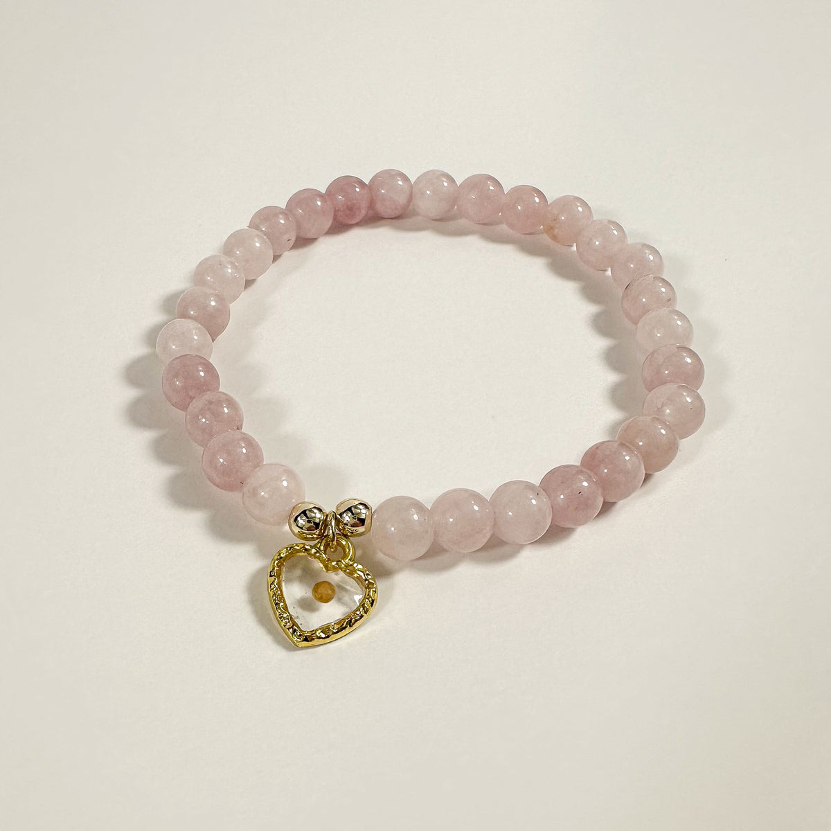 Pink Chalcedony and Mustard Seed Bracelet