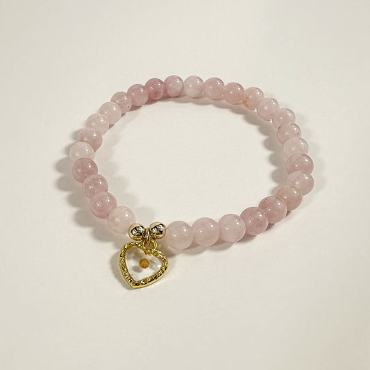 Pink Chalcedony and Mustard Seed Bracelet