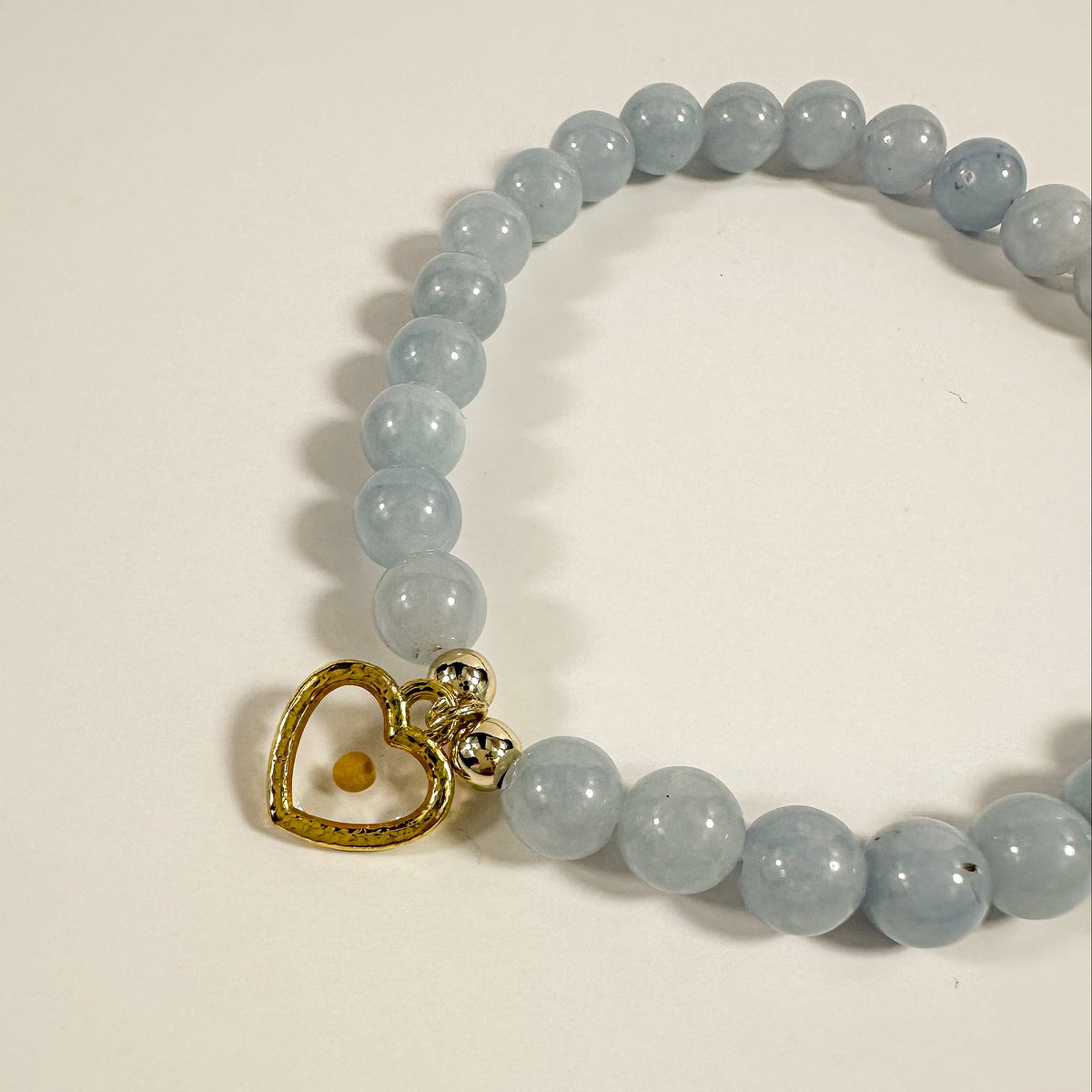 Blue Aquamarine and Mustard Seed Bracelet