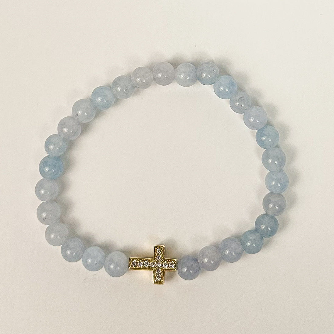 Aquamarine and Gold Cross Bracelet