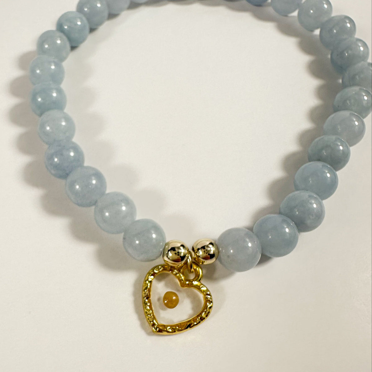 Blue Aquamarine and Mustard Seed Bracelet